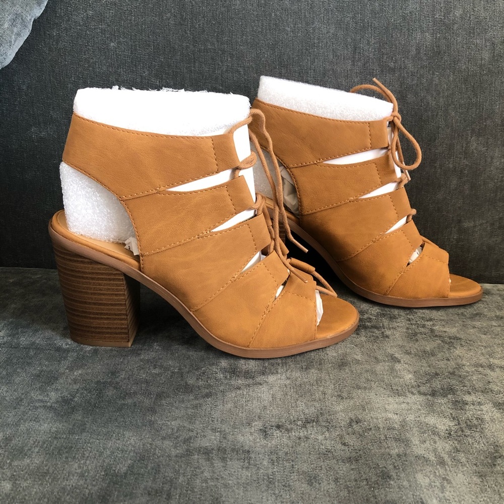 Tan color cage heels